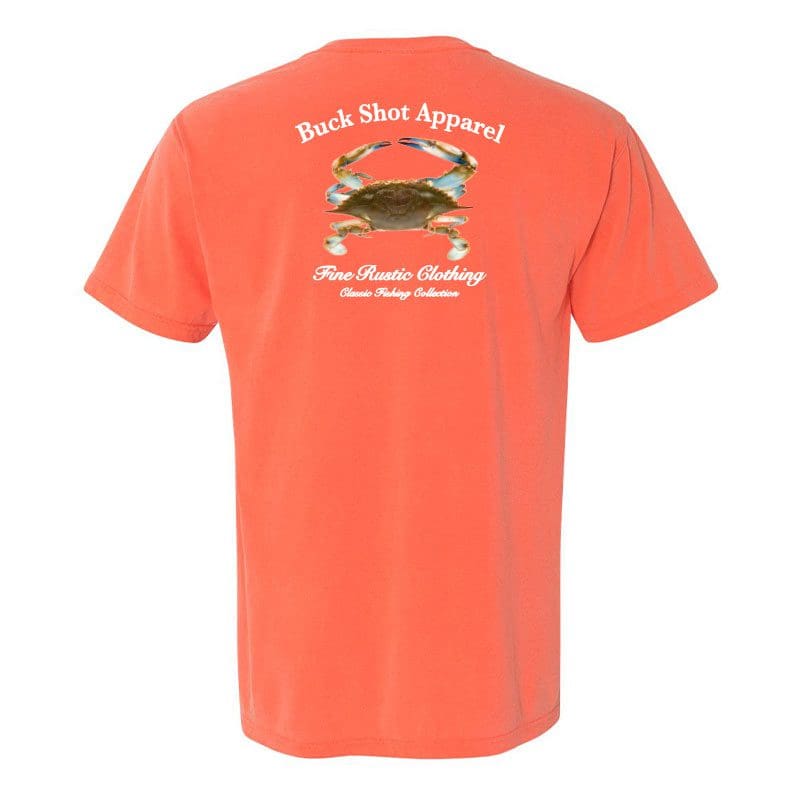 Blue Crab Short Sleeve Pocket T-shirt | Bright Salmon