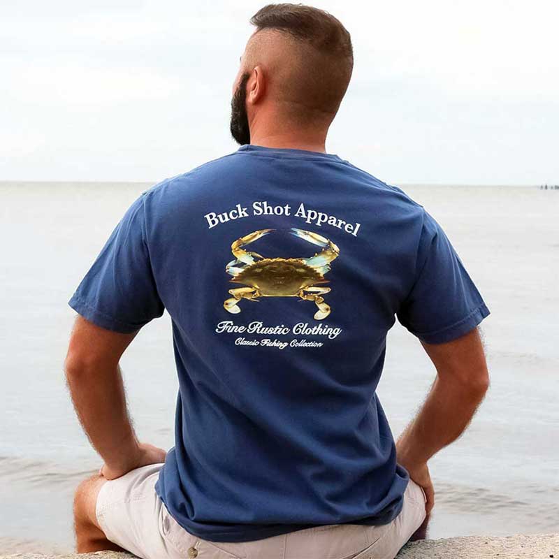 Blue Crab Short Sleeve Pocket T-shirt - Buck Shot Apparel