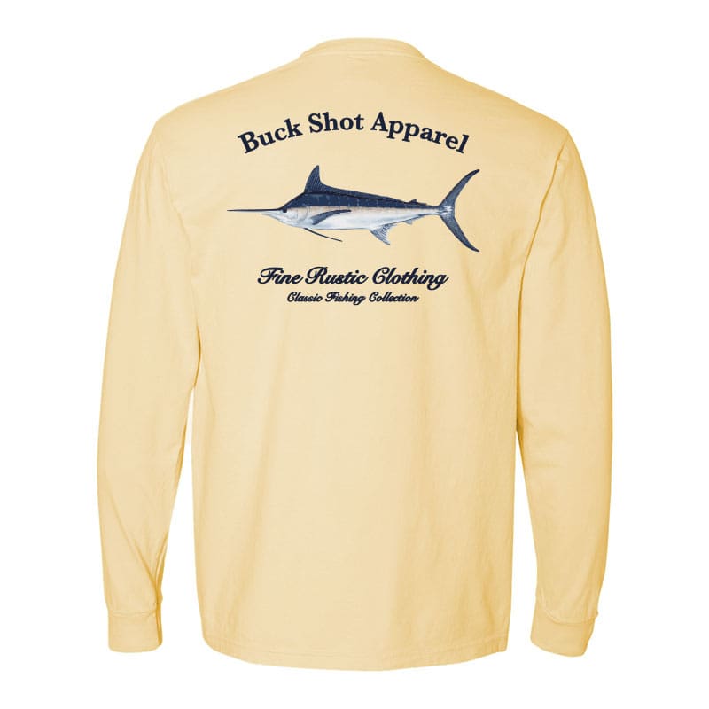 Blue Marlin Long Sleeve Pocket T-shirt | Banana Cream