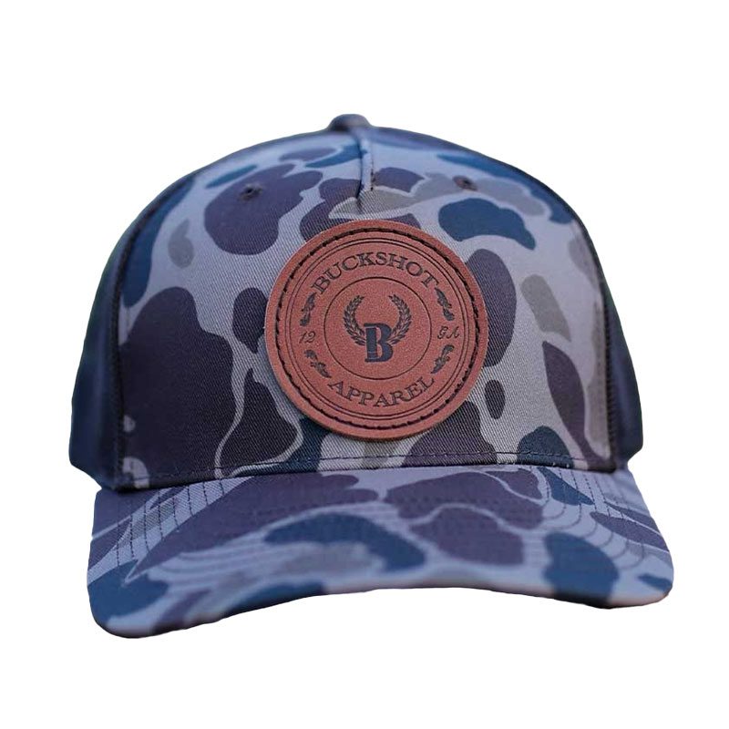 Duck Camo Shot Shell Leather Patch Hat