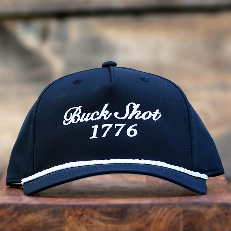 Buck Shot 1776 Embroidered Performance Five-Panel Cap | Black/White