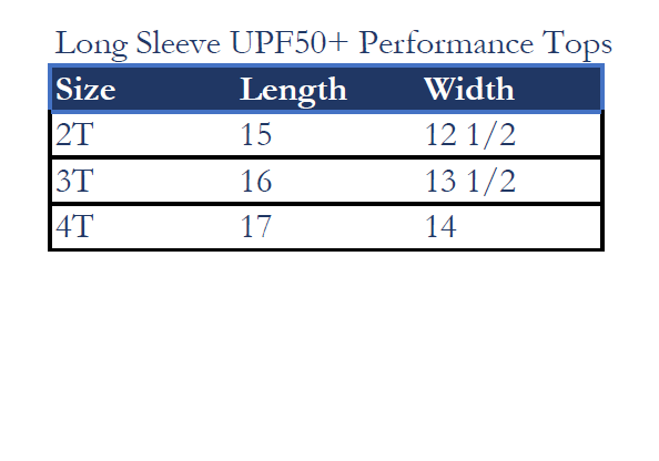 kids upf50+ long sleeve size chart kids upf50+ long sleeve size chart