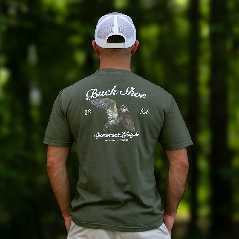woodcock-back-web Buck Shot Woodcock T-shirt