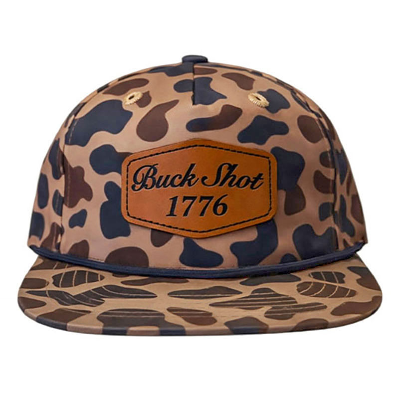 Buck Shot 1776 Sixpoint Leather Patch Hat | Duck Camo