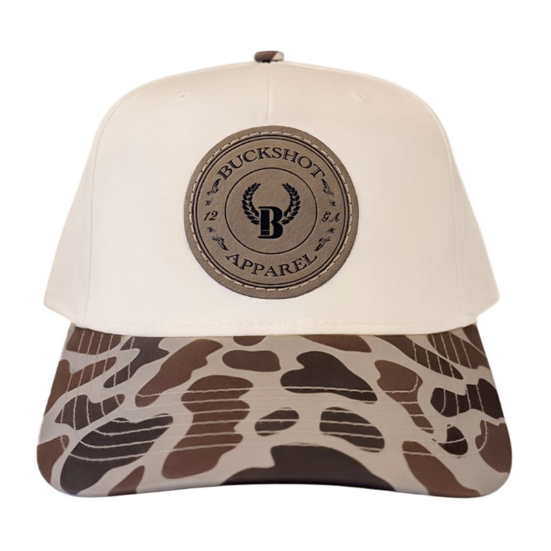 Hybrid Shot Shell Leather Patch Hat | Canvas/Old School Camo