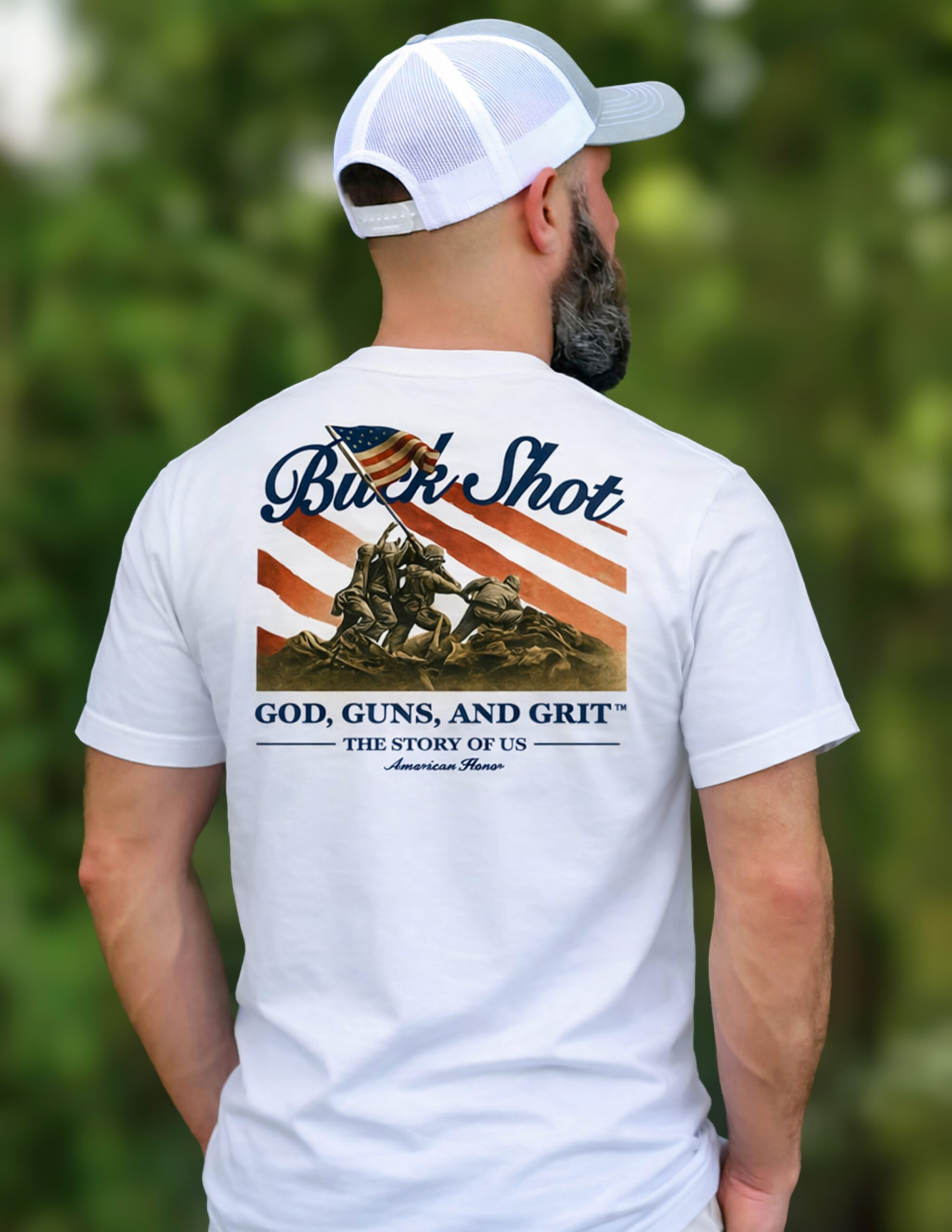 Soldiers raising American flag at the close of WW2